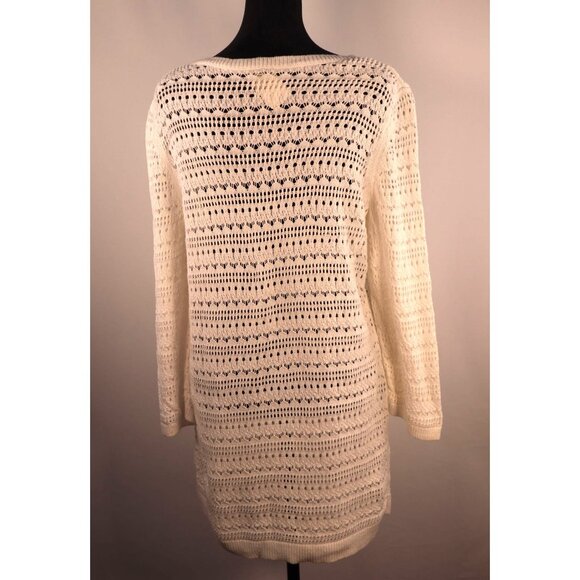 Talbots Women's Ivory Crochet Sweater Size X - Picture 3 of 13